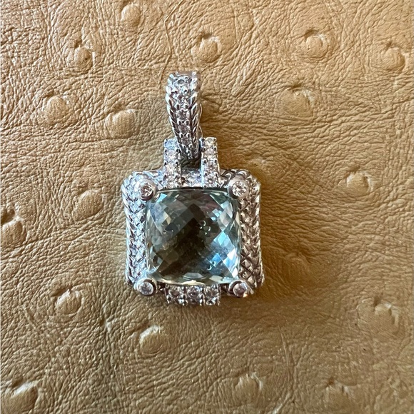 Judith Ripka Silver Enhancer with Mint Quartz Center Stone - Picture 2 of 6